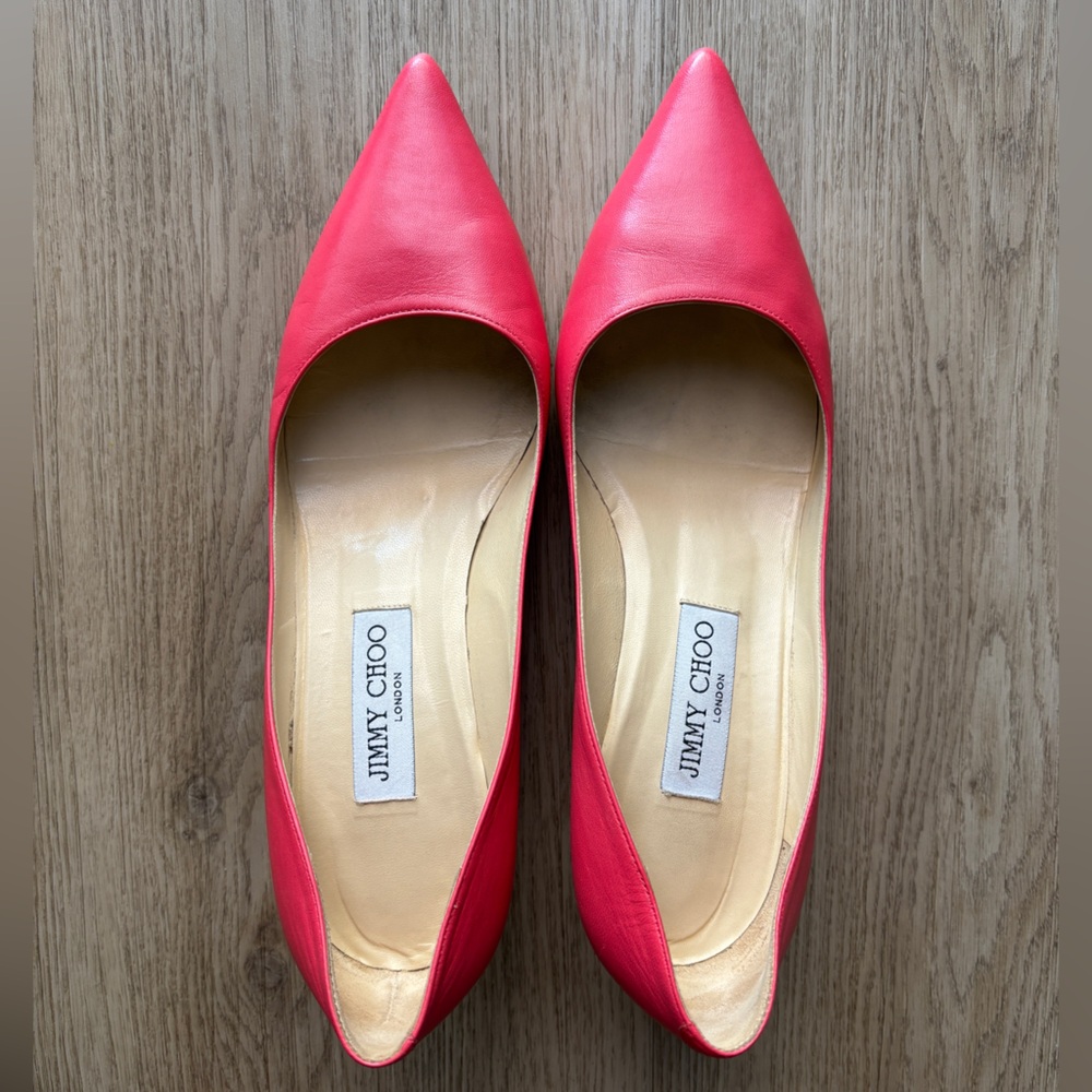 Jimmy Choo Love Pointed-toe Pumps in Bright Pink.